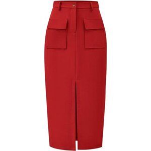 Women High Waisted Trendy Pencil Skirts Red